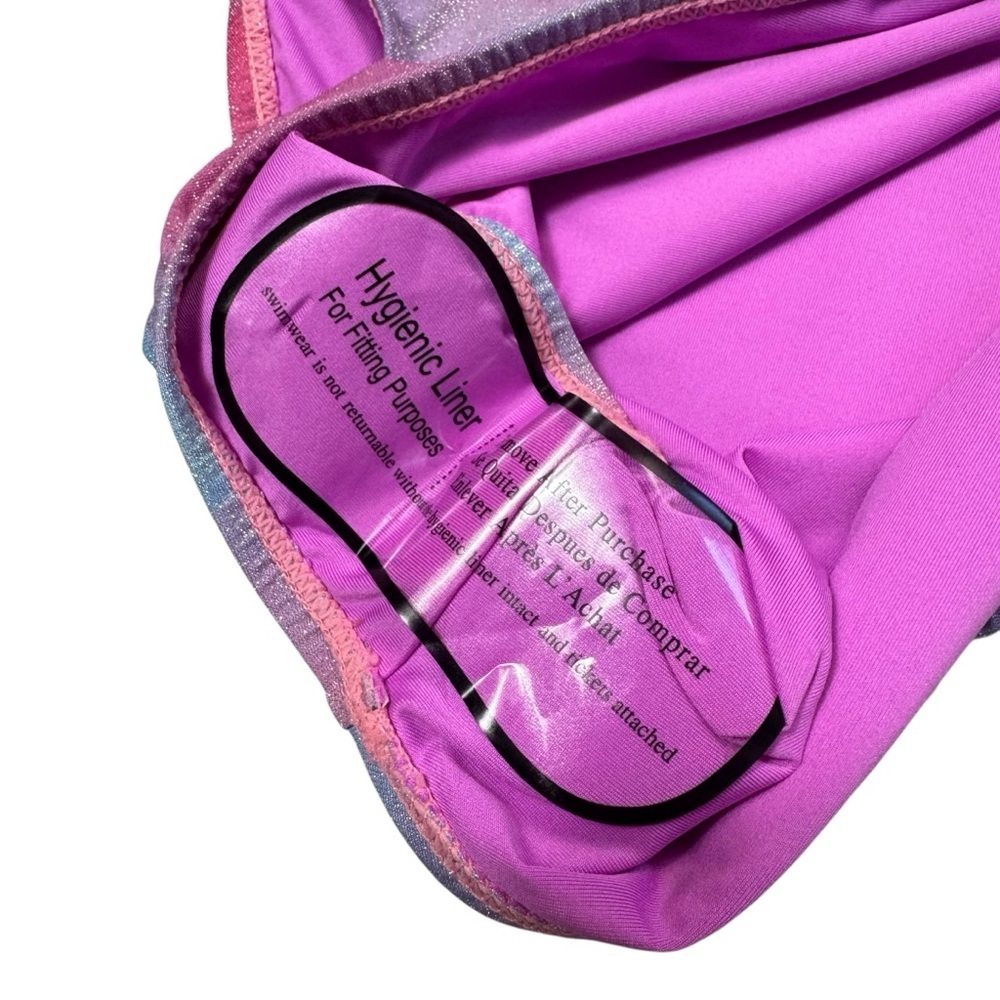 NWT New $ 114 BCBGeneration Glitter Tie Dye Double Strap Keyhole Swimsuit Size L - Picture 8 of 9